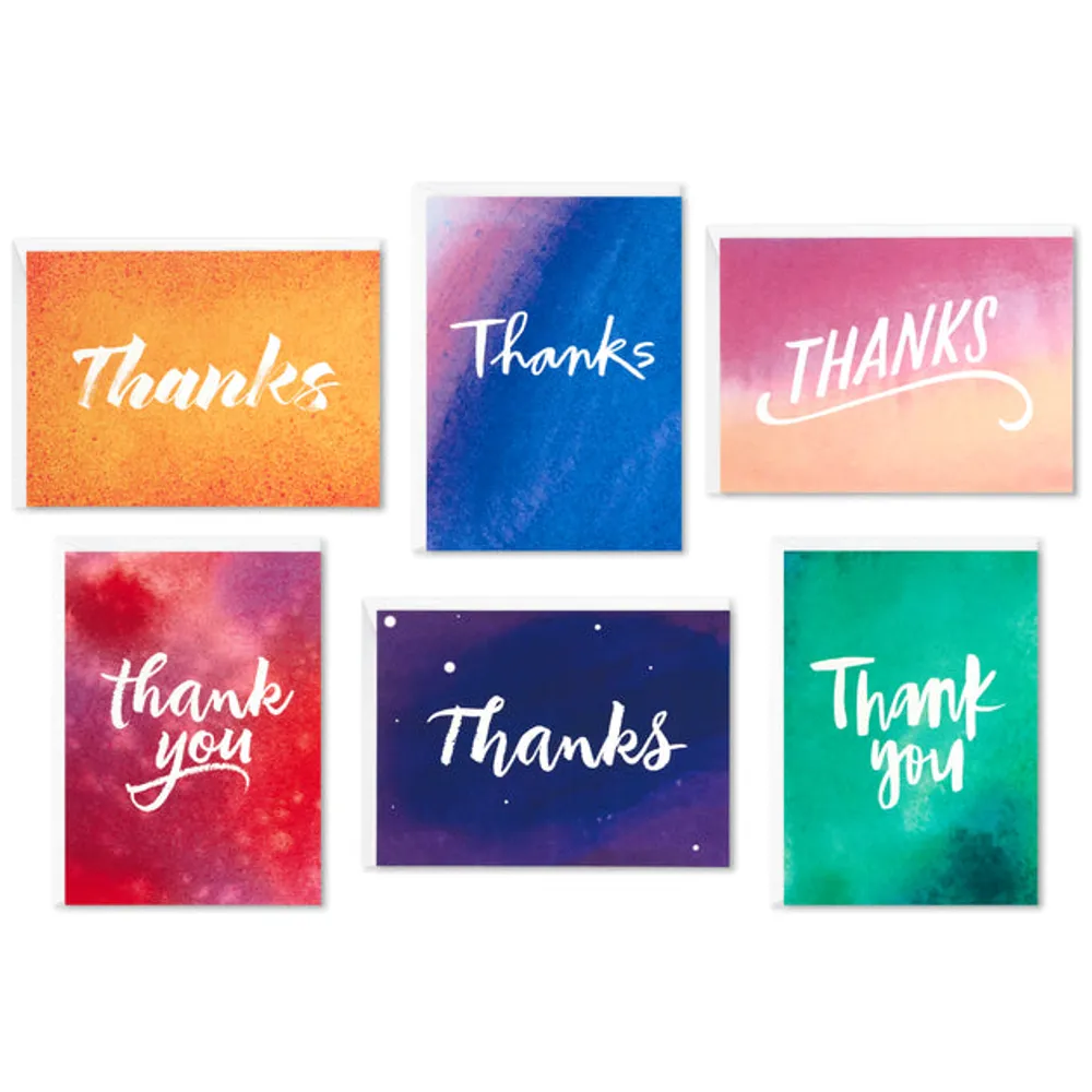 Thank You Cards Assortment, Watercolor Thanks (48 Cards with Envelopes for Baby Showers, Wedding, Bridal Showers, All Occasion)