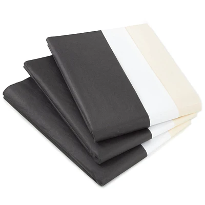 White, Black and Ivory Bulk Tissue Paper (120 Sheets) for Gift Bags, W