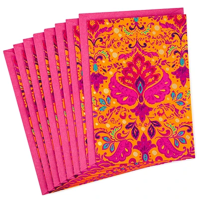 Golden Thread Pack of Blank Cards, Jeweled Indian Pattern (8 Cards wit