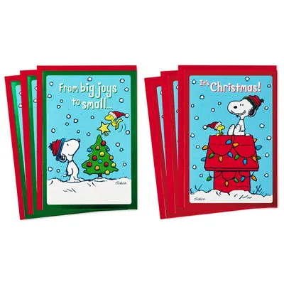 Peanuts Christmas Cards Assortment, Snoopy and Woodstock (6 Cards with Envelopes, 2 Designs)