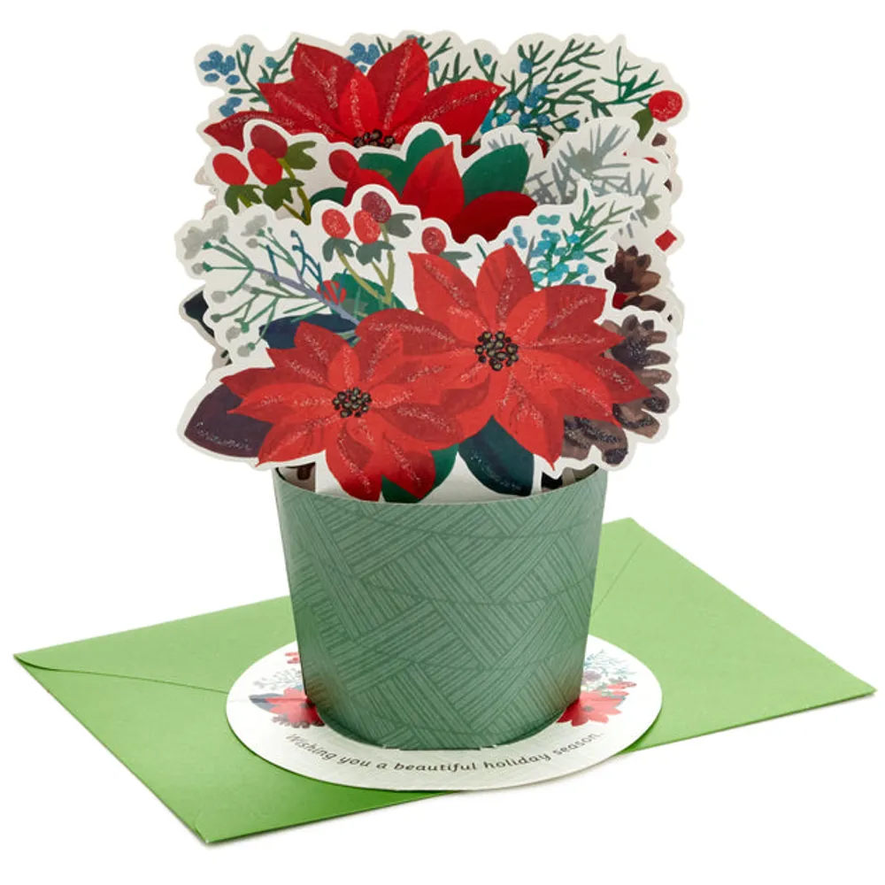 Paper Wonder Displayable Pop Up Christmas Card (Poinsettia Bouquet)