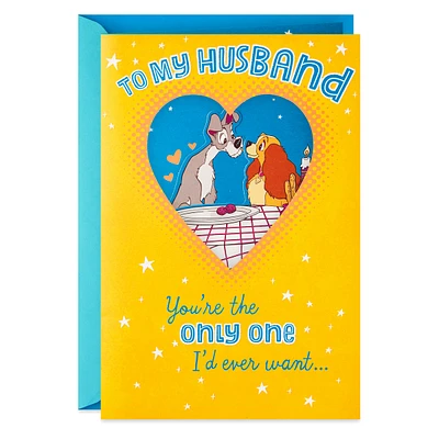 Father's Day Card for Husband (Interactive Kiss Disney Lady and The Tr