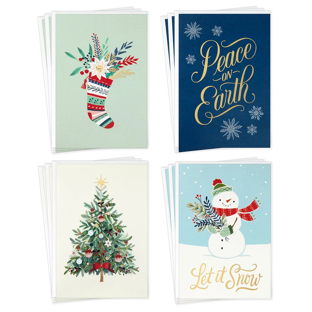 Boxed Christmas Cards Assortment, Let it Snow (4 Designs, 12 Cards and