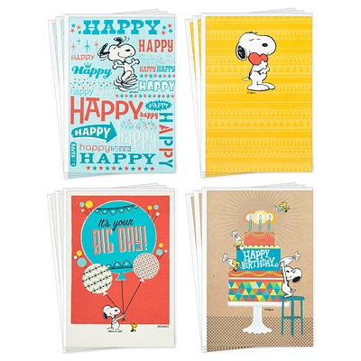 Peanuts Birthday Cards Assortment, Snoopy Designs (12 Cards with Envel