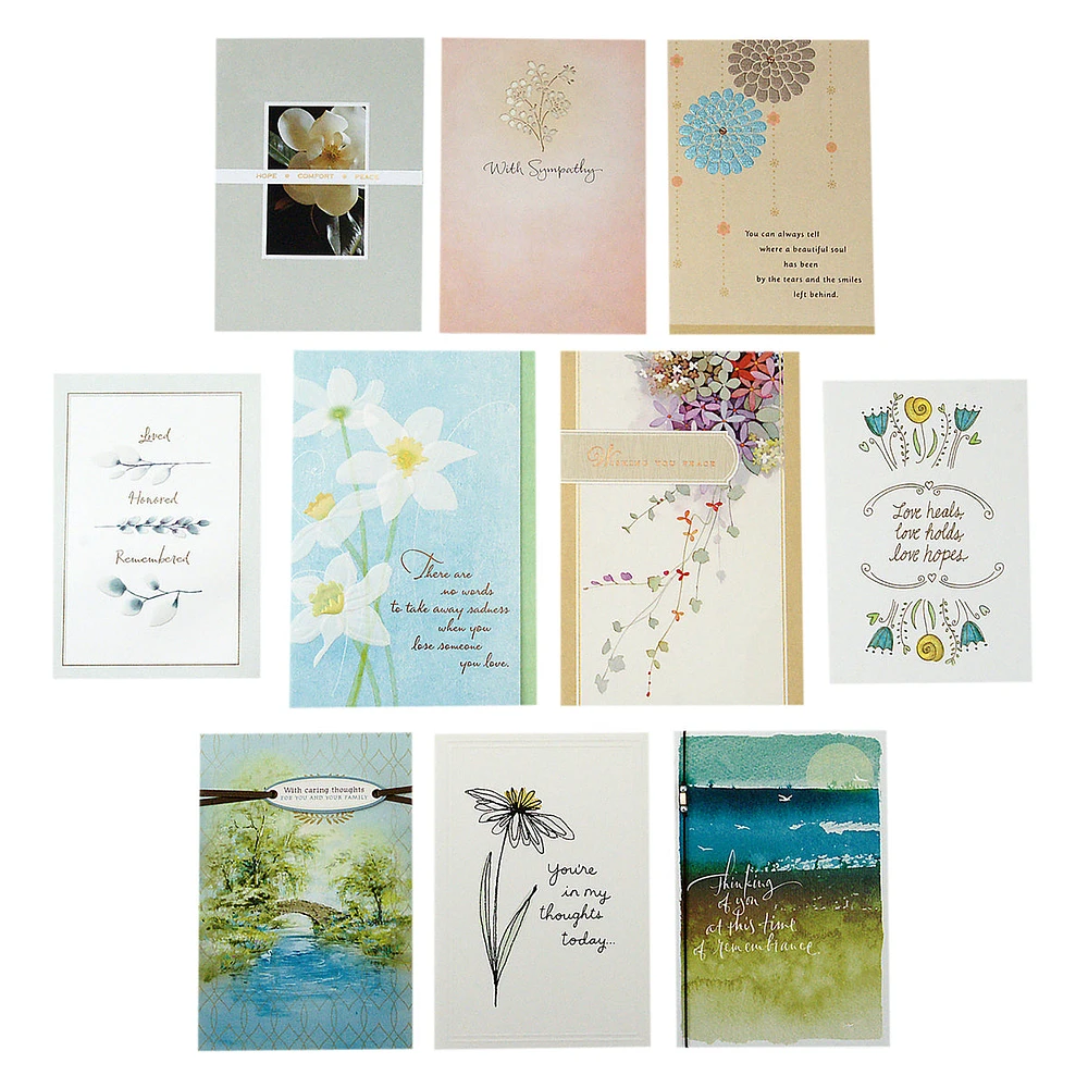 Sympathy Greeting Cards Assortment (10 Cards, 10 Envelopes)