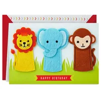 Wild and Happy Birthday Card With Finger Puppets for Kids