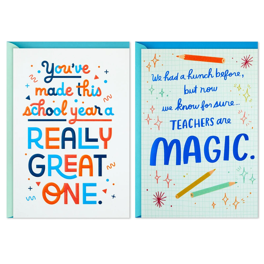 Pack of 2 Thank You Cards, Teachers are Magic (Teacher Appreciation, C