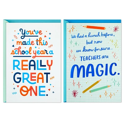 Pack of 2 Thank You Cards, Teachers are Magic (Teacher Appreciation, C