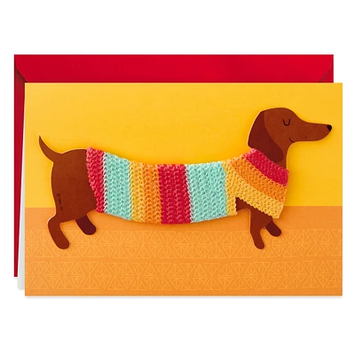 Wiener Dog in Sweater Birthday Card