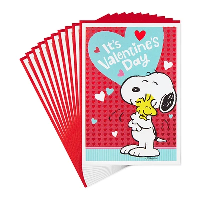 Peanuts Valentines Day Cards Pack, Snoopy and Woodstock (10 Valentine'