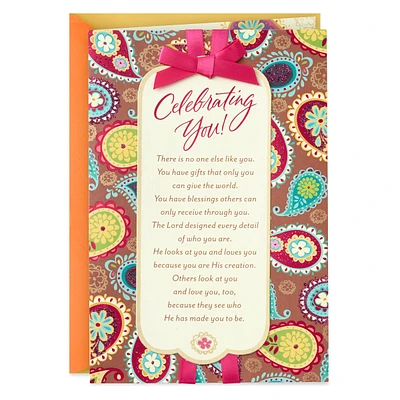 Mahogany Religious Birthday Card for Her (Celebrating You)