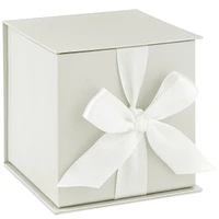 Hallmark 4" Small Gift Box with Bow and Shredded Paper Fill (Off-White