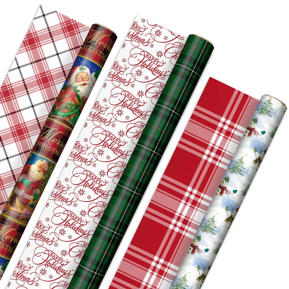 Black and Gold 4-Pack Reversible Holiday Wrapping Paper Assortment, 150 sq.  ft.