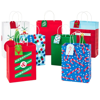 Christmas Assorted Gift Bag Bundle with Mix-n-Match Gift Tags, Traditi