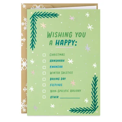 Boxed Holiday Cards, Happy Everything Checklist (16 Cards and 17 Envelopes)