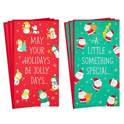 Snowmen and Santas Assorted Money Holder Christmas Cards, Pack of 6