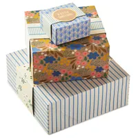 Hallmark Gift Boxes with Wrap Bands, Assorted Sizes (3-Pack: Cute Flowers and Stripes) for Birthdays, Bridal Showers, Mother's Day, Best Friends