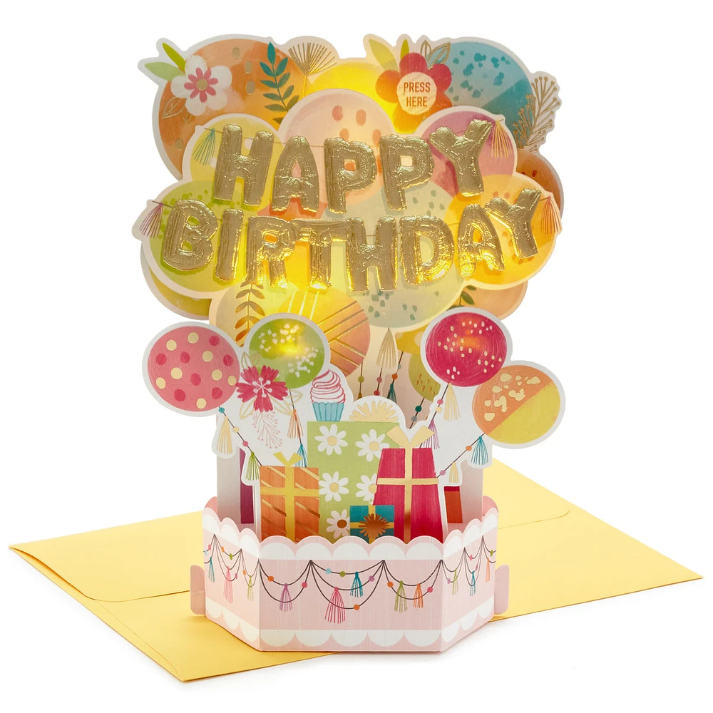 Paper Wonder Musical Pop Up Birthday Card (Mylar Balloon Explosion, Pl