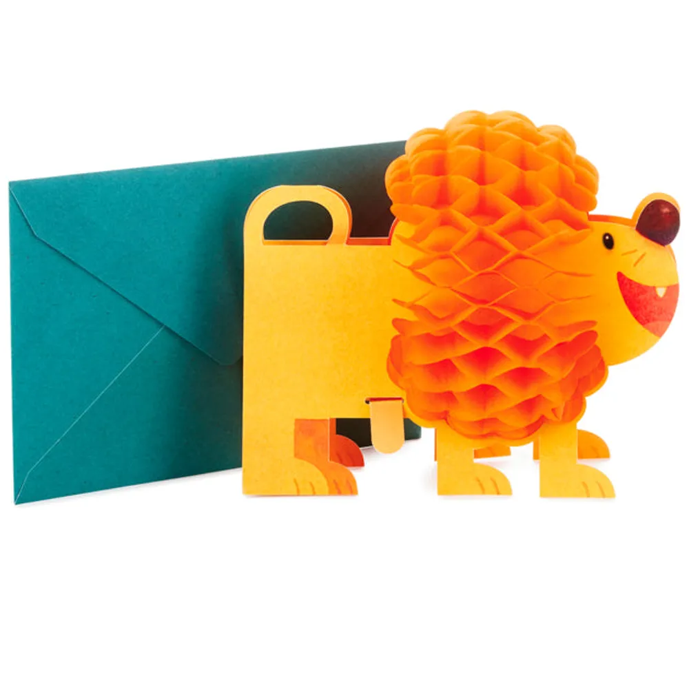 Pop Up Birthday Card (3D Honeycomb Lion)