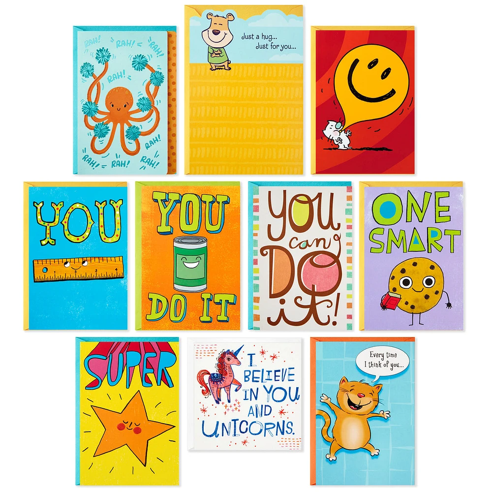 Kids Encouragement Cards Assortment (Pack of 10 Cards with Envelopes)