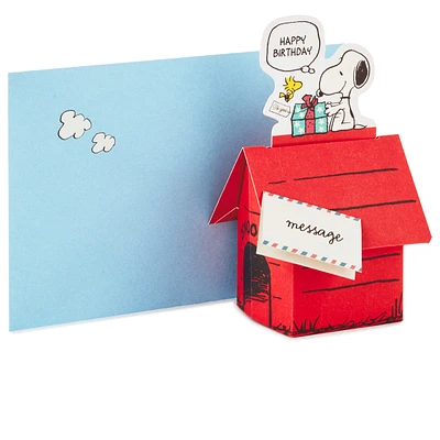 Pop Up Peanuts Birthday Card (Snoopy Dog House)