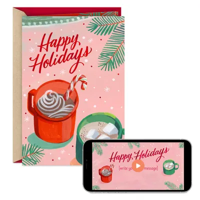 Hallmark Personalized Video Holiday Card, Hot Cocoa (Record Your Own Video Greeting)