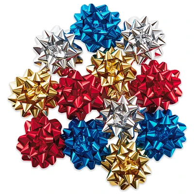 Holiday Gift Bow Assortment (12 Bows) Sparkly Red, Blue, Gold, White f