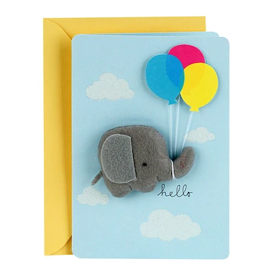 Signature Baby Shower Card for Baby Boy (Elephant with Balloon)