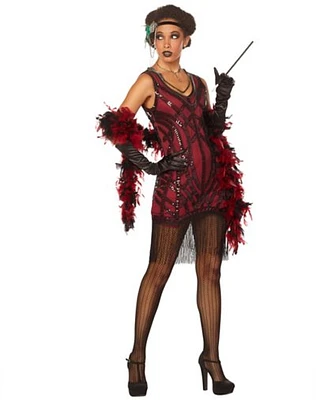 Adult Burgundy Beaded Flapper Dress