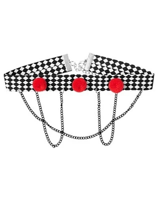 Scary Clown Pom Choker Necklace