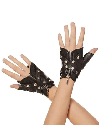 Studded Punk Rock Fingerless Gloves