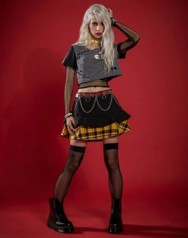knee length dresses for ladies Women's Punk Rock Cutout Short Sleeved Mesh Top  Punk Design