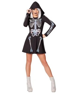 Adult Skeleton Hooded Dress