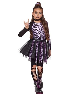Kids Purple Punk Gothic Skeleton Costume