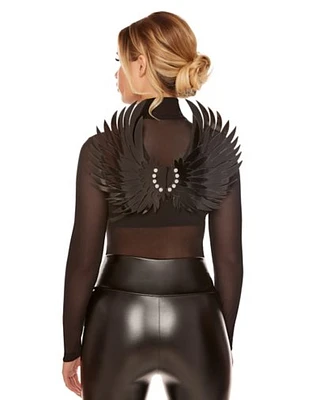 Black Faux Leather Fallen Angel Wings