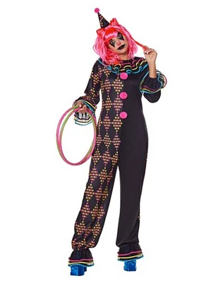 Adult Neon Clown Jumpsuit Costume