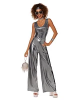Adult Silver Disco Jumpsuit Costume