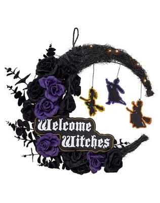 Light-Up LED Welcome Witches Wreath - Hocus Pocus