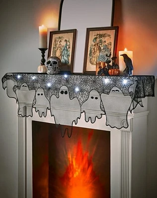 Light-Up Lace Ghost Mantel Scarf