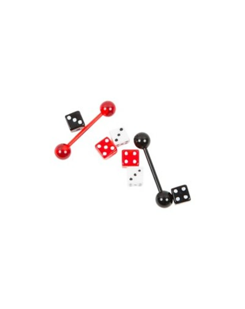 Black & Red Dice Barbell 2 Pack - 14 Gauge