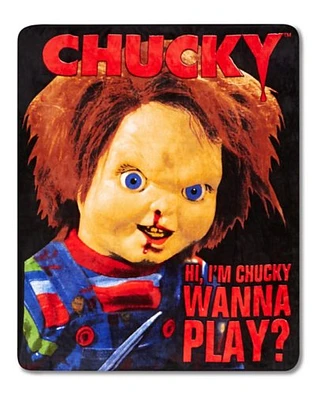 Hi, I'm Chucky Wanna Play Chucky Fleece Blanket