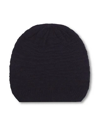 Black Slouch Rib Hem Beanie Hat