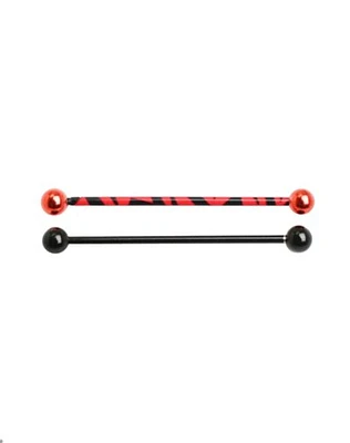 Red and Black Industrial Barbell - 14 Gauge