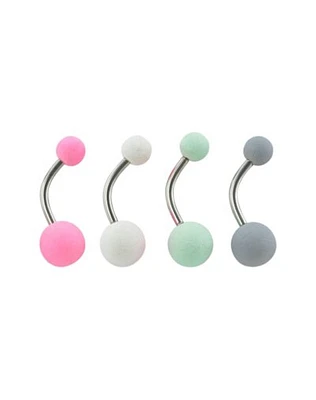 Multicolor Matte Belly Rings 4 Pack - 14 Gauge