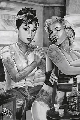 Tattoo Pin UP Audrey Hepburn And Marilyn Monroe Poster
