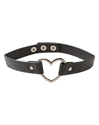 Faux Leather Heart Choker Necklace