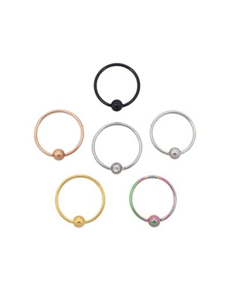 Multi-Pack CZ Hoop Nose Rings - 6 Pack