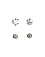 CZ Gem Labret Lip Ring 4 Pack - 16 Gauge