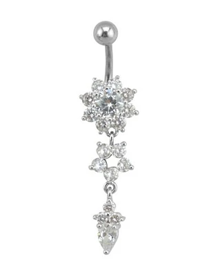 CZ Flower Dangle Belly Ring