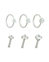 Multi-Pack CZ Bone Nose Rings and Hoop Nose Rings 6 Pack